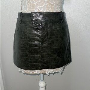 Mango Dark Croc-Effect Mini Skirt